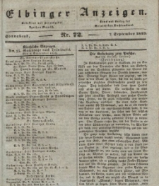 Elbinger Anzeigen, Nr. 72. Sonnabend, 7. September 1839