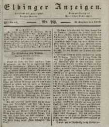 Elbinger Anzeigen, Nr. 73. Mittwoch, 11. September 1839