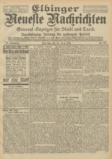 Elbinger Neueste Nachrichten, Nr. 139 Sonntag 16 Juni 1912 64. Jahrgang