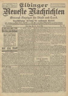 Elbinger Neueste Nachrichten, Nr. 139 Sonntag 16 Juni 1912 64. Jahrgang