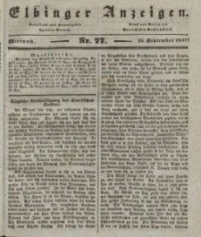 Elbinger Anzeigen, Nr. 77. Mittwoch, 25. September 1839