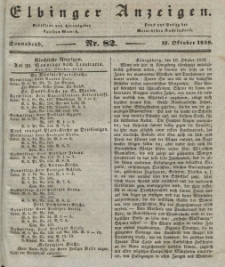 Elbinger Anzeigen, Nr. 82. Sonnabend, 12. Oktober 1839