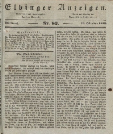 Elbinger Anzeigen, Nr. 83. Mittwoch, 16. Oktober 1839