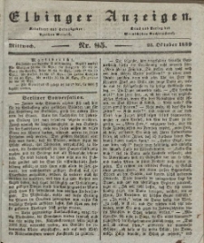 Elbinger Anzeigen, Nr. 85. Mittwoch, 23. Oktober 1839