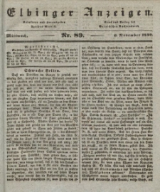 Elbinger Anzeigen, Nr. 89. Mittwoch, 6. November 1839