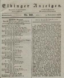 Elbinger Anzeigen, Nr. 90. Sonnabend, 9. November 1839