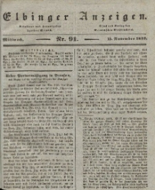 Elbinger Anzeigen, Nr. 91. Mittwoch, 13. November 1839