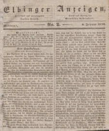 Elbinger Anzeigen, Nr. 2. Mittwoch, 8. Januar 1840