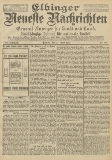 Elbinger Neueste Nachrichten, Nr. 143 Freitag 21 Juni 1912 64. Jahrgang