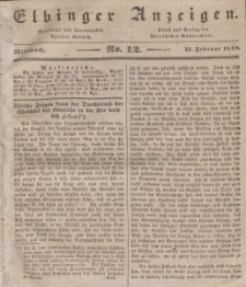Elbinger Anzeigen, Nr. 12. Mittwoch, 12. Februar 1840