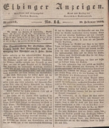 Elbinger Anzeigen, Nr. 14. Mittwoch, 19. Februar 1840