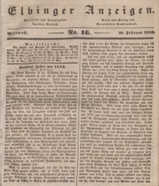 Elbinger Anzeigen, Nr. 16. Mittwoch, 26. Februar 1840