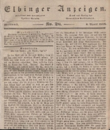 Elbinger Anzeigen, Nr. 28. Mittwoch, 8. April 1840