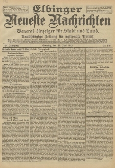 Elbinger Neueste Nachrichten, Nr. 145 Sonntag 23 Juni 1912 64. Jahrgang