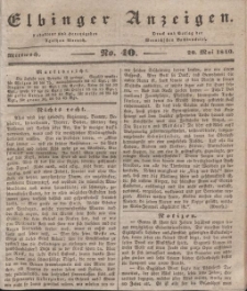 Elbinger Anzeigen, Nr. 40. Mittwoch, 20. Mai 1840