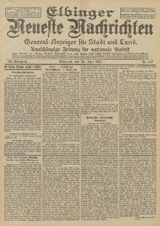 Elbinger Neueste Nachrichten, Nr. 147 Mittwoch 26 Juni 1912 64. Jahrgang
