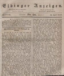 Elbinger Anzeigen, Nr. 58. Mittwoch, 22. Juli 1840