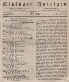Elbinger Anzeigen, Nr. 61. Sonnabend, 1. August 1840
