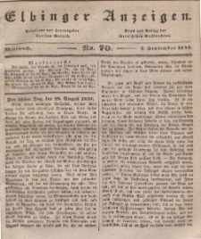 Elbinger Anzeigen, Nr. 70. Mittwoch, 2. September 1840