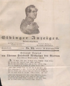 Elbinger Anzeigen, Nr. 73. Sonnabend, 12. September 1840