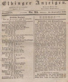 Elbinger Anzeigen, Nr. 75. Sonnabend, 19. September 1840