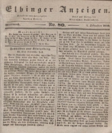 Elbinger Anzeigen, Nr. 80. Mittwoch, 7. Oktober 1840