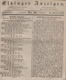 Elbinger Anzeigen, Nr. 81. Sonnabend, 10. Oktober 1840
