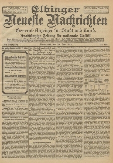 Elbinger Neueste Nachrichten, Nr. 150 Sonnabend 29 Juni 1912 64. Jahrgang