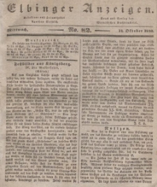 Elbinger Anzeigen, Nr. 82. Mittwoch, 14. Oktober 1840
