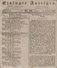 Elbinger Anzeigen, Nr. 85. Sonnabend, 24. Oktober 1840