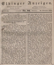 Elbinger Anzeigen, Nr. 86. Mittwoch, 28. Oktober 1840