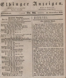 Elbinger Anzeigen, Nr. 91. Sonnabend, 14. November 1840