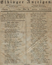 Elbinger Anzeigen, Nr. 1. Mittwoch, 5. Januar 1842