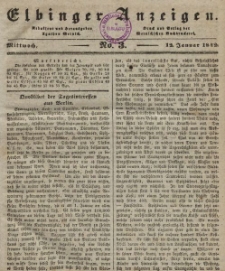 Elbinger Anzeigen, Nr. 3. Mittwoch, 12. Januar 1842