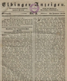 Elbinger Anzeigen, Nr. 3. Mittwoch, 12. Januar 1842