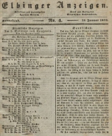 Elbinger Anzeigen, Nr. 4. Sonnabend, 15. Januar 1842