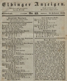 Elbinger Anzeigen, Nr. 12. Sonnabend, 12. Februar 1842