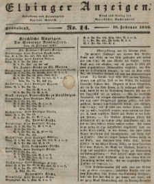 Elbinger Anzeigen, Nr. 14. Sonnabend, 19. Februar 1842