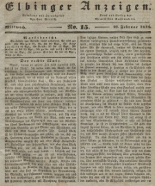 Elbinger Anzeigen, Nr. 15. Mittwoch, 23. Februar 1842
