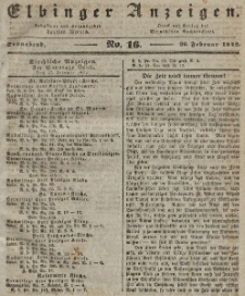 Elbinger Anzeigen, Nr. 16. Sonnabend, 26. Februar 1842