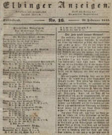 Elbinger Anzeigen, Nr. 16. Sonnabend, 26. Februar 1842