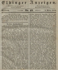 Elbinger Anzeigen, Nr. 17. Mittwoch, 2. März 1842