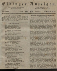 Elbinger Anzeigen, Nr. 27. Mittwoch, 6. April 1842