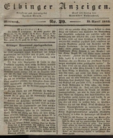 Elbinger Anzeigen, Nr. 29. Mittwoch, 13. April 1842