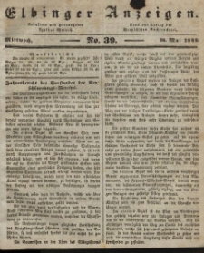 Elbinger Anzeigen, Nr. 39. Mittwoch, 18. Mai 1842