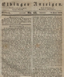 Elbinger Anzeigen, Nr. 45. Mittwoch, 8. Juni 1842