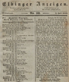 Elbinger Anzeigen, Nr. 52. Sonnabend, 2. Juli 1842