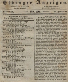 Elbinger Anzeigen, Nr. 58. Sonnabend, 23. Juli 1842