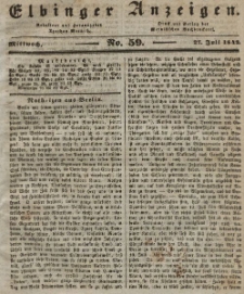 Elbinger Anzeigen, Nr. 59. Mittwoch, 27. Juli 1842