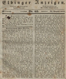 Elbinger Anzeigen, Nr. 63. Mittwoch, 10. August 1842